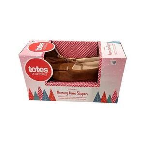 TOTES NIB moccasin fleece lined slippers ghost cozy warm SZ M 7-8